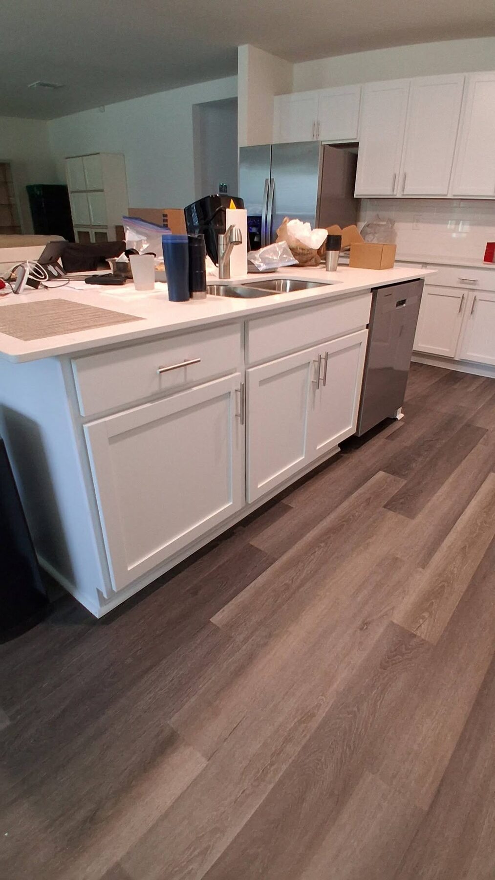 Custom white kitchen cabinet build